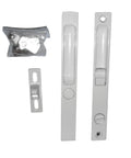 Flush Mount Lock Set For Sliding Glass Doors With Night Lock In White, including components for patio door hardware replacement DL 503
