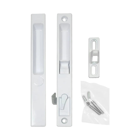Sliding Glass Patio Door Handle Set Flush Mount Non Keyed For Replacement And Repair With Six And Five Eighths Inch Hole Centers