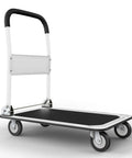 Heavy Duty Foldable Push Cart Dolly | 330 lbs. Capacity | Upgraded Collapsible Hand Truck Folding Platform with Swivel Wheels | Flat Bed Moving Wagon | Space Saving Push Handle (White)