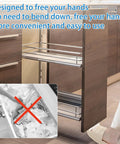 White Cabinet Foot Pull For Trash Can With Touchless Operation installed on kitchen cabinet, demonstrating hands-free opening with foot lever.