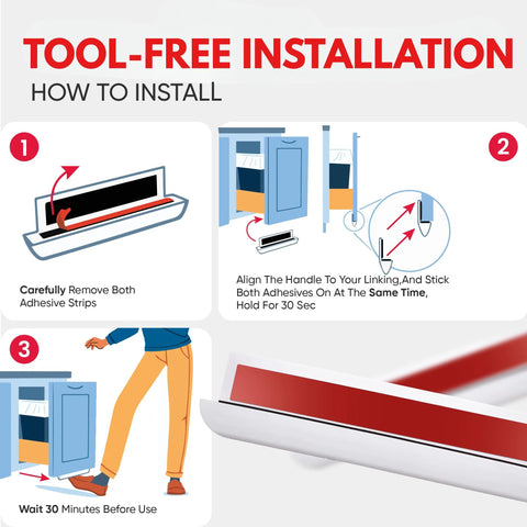 Installation guide for Hands Free Foot Pull Handle For Garbage Drawers And Bins Touchless Opener For Cabinets White Finish