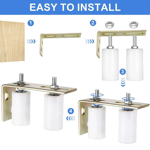 Installation of 2 Pack Slide Gate Guide Rollers With L Shaped Brackets, 30mm Nylon Rollers, 80mm Long, For Gates Up To 3 9 16 Inch Wide.