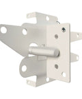 Heavy Duty Gate Latch With Post Mount Automatic Self Closing Door Latch for wooden vinyl fences, white finish, side view