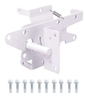 Heavy Duty Gate Latch With Post Mount Automatic Self Closing Door Latch For Wooden And Vinyl Fences, includes white mounting screws