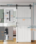 36''x84'' Sliding Barn Door with 6.6 Ft Barn Door Hardware Kit& Handle& Floor Guides,Pre-Drilled Holes Easy Assembly, H-Frame, White