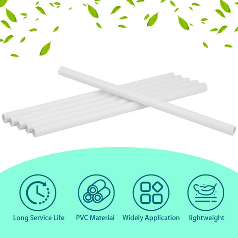 Six Piece Set Of Half Inch Schedule 40 PVC Pipe 17 Inch Length White For Indoor Outdoor DIY Projects Greenhouse Garden Farm Workshop