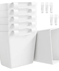 Six Pack White Hanging Cup Holders For Rolling Carts With Six Cup Holders And Six Hooks Space Saving Utility Cart Accessories