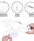Hands holding Heavy Duty Gate Latch With Post Mount Automatic Self Closing Door Latch in white finish