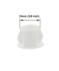 All Purpose White Hole Plugs Set Of 30 Pieces 10mm Flush Type Panel Plastic End Caps showing 10mm diameter size, side view.
