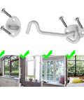 Heavy Duty Hook And Eye Latch Set 4 Inch With Mounting Screws, White Finish, for Doors, Gates, Barns, and Cabins, secure lock example images