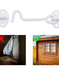 Built Tough 4 Inch Heavy Duty Hook And Eye Latch For Barn Doors And More, Powder Coated Stainless Steel Security Latch, White Finish