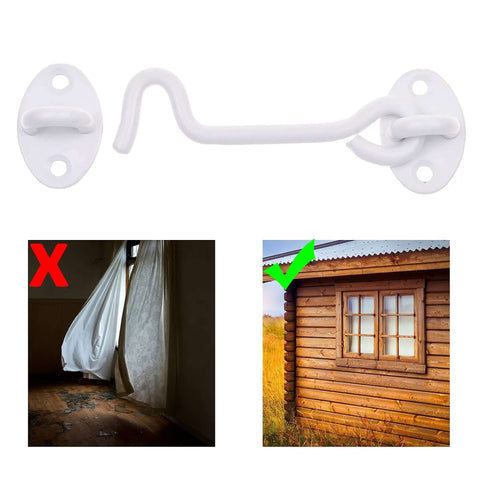 Built Tough 4 Inch Heavy Duty Hook And Eye Latch For Barn Doors And More, Powder Coated Stainless Steel Security Latch, White Finish