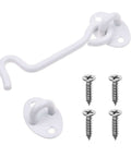Built Tough 4 Inch Heavy Duty Hook And Eye Latch For Barn Doors And More, Powder Coated Stainless Steel Security Latch With 4 Mounting Screws