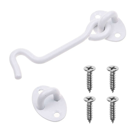 Built Tough 4 Inch Heavy Duty Hook And Eye Latch For Barn Doors And More, Powder Coated Stainless Steel Security Latch With 4 Mounting Screws