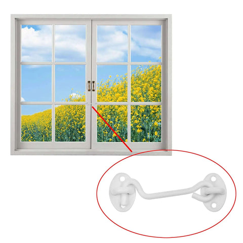 Heavy Duty Hook And Eye Latch Set 4 Inch With Mounting Screws For Doors Gates Barns Bathrooms And Cabins White Finish Strong Iron Lock