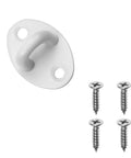 Heavy Duty Hook And Eye Latch Set 4 Inch With Mounting Screws for Doors, Gates, Barns; white finish and strong iron lock.