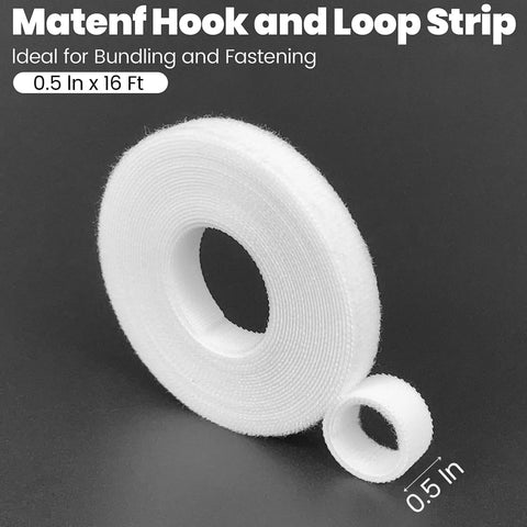 Heavy Duty Double Sided Hook And Loop Straps Self Gripping Cable Ties Half Inch By Sixteen Feet White roll