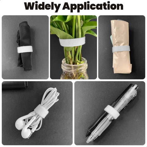 Heavy Duty Double Sided Hook And Loop Straps Self Gripping Cable Ties Half Inch By Sixteen Feet White Quick Wrap used for bundling items.