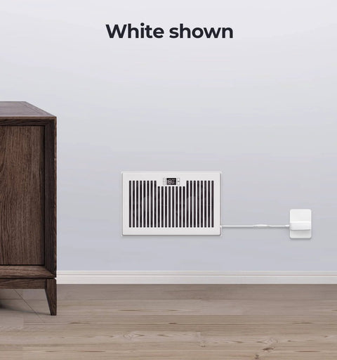 Quiet 6x10 Register Booster Fan For HVAC Vents With 10 Speeds Remote Control And Thermostat Control White BIOWIND Premium Anodized