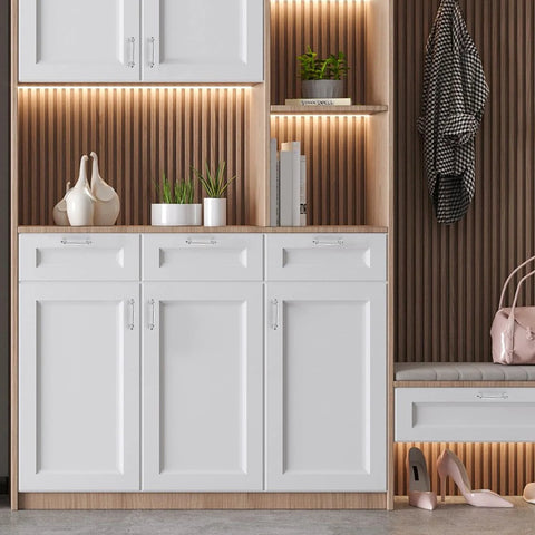 Modern kitchen cabinets with 20 Pack 3-3/4 Inch Polished Chrome Cabinet Handles Solid Zinc Alloy Cupboard And Drawer Pulls.