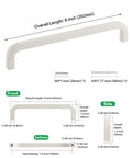 Diagram of Five Pack White Kitchen Cupboard Handles With Seven And A Half Inch Hole Center Modern Dresser And Drawer Pulls Square Rod Curved Design Aluminum Alloy Hardware