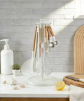 Kitchen Utensil Hanger Stainless Steel Utensil holder Rotatable Cooking Utensils Holder with 8 Hooks, Hanging Spoon Spatula Holder