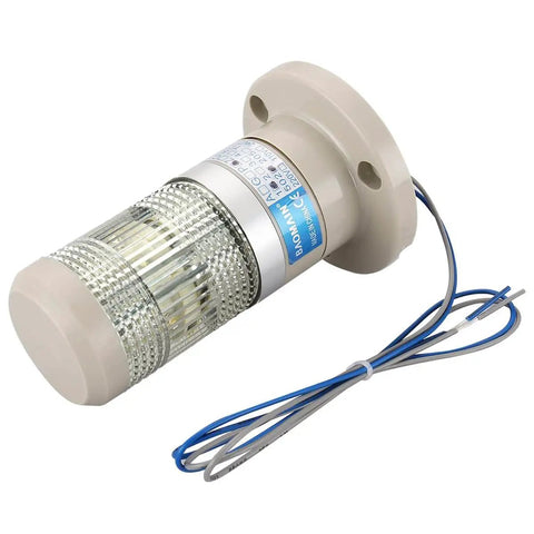 Continuous White LED Industrial Signal Light Tower For 110 VAC Power With All Round Warning And Clear Status Indication The Workhorse Direct Mount Lamp Model LTP 502T Baomain showing close-up of the lamp and wires