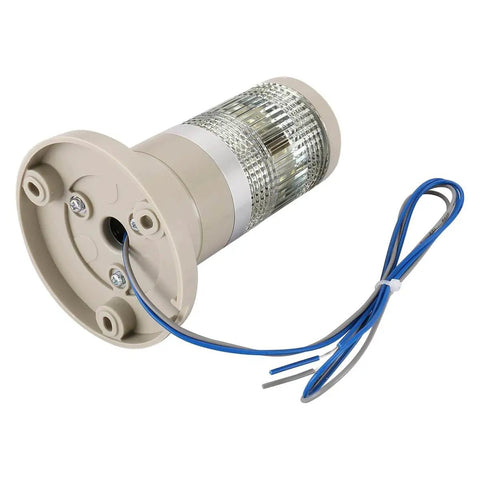 Continuous White LED Industrial Signal Light Tower For 110 VAC Power With All Round Warning And Clear Status Indication The Workhorse Direct Mount Lamp Model LTP 502T Baomain, side view showing mounting base and wires