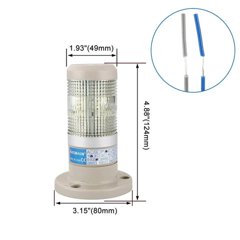 Continuous White LED Industrial Signal Light Tower For 110 VAC Power With All Round Warning And Clear Status Indication