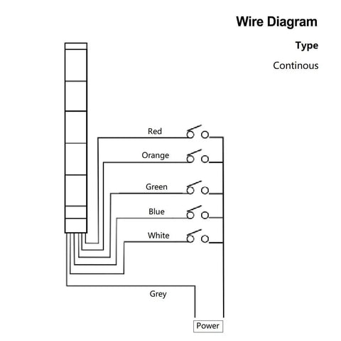 Wire diagram for Continuous White LED Industrial Signal Light Tower For 110 VAC Power With All Round Warning And Clear Status Indication