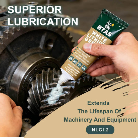 Applying White Lithium Grease for Car Door, Bearings & Gears Lubricant Grease on machinery gear, NLGI 2, 1 oz tube