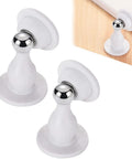 Stainless Steel Door Clip Set 2 Pack Drill Free Door Stopper Screws With Magnetic Attraction Silent Door Handle Protectors And Wall Guard For Home Studio White showing two stoppers