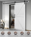 36in x 84in MDF Barn Door with 6.6FT Sliding Hardware Kit, Solid Barn Door Slab Covered with Water-Proof PVC Surface in living room