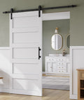 36 Inch By 84 Inch Sliding Barn Door With Six Point Six Foot Hardware Track Kit And Handle, Waterproof PVC Surface for Easy Cleaning