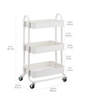 Versatile 3 Tier Rolling Utility Cart With Lockable Wheels For Kitchen And Home Storage Portable Mobile Shelving Unit With Three Mesh Bottom Bins Durable Metal Frame In White By Amazon Basics