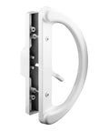 Side view of Mortise Style Sliding Patio Door Handle Set in White Diecast, non-keyed, fits 3-15/16” hole spacing