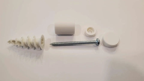 Secure Mounting Hardware Kit For SKÅDIS Pegboard System Matte White screws, anchors, and covers for easy installation and professional finish.