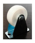 Side view of 10-Pack White Plastic Caster 1.25" inch Nylon Caster wheel - Metal Plate Zinc Plating with black mount