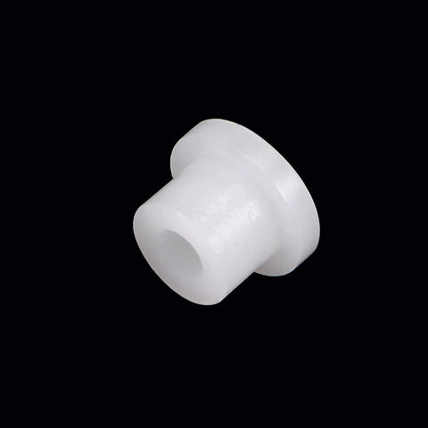 Close-up of a white nylon flanged sleeve bearing, part of a Self Lubricating Nylon Flanged Sleeve Bearings 2mm Bore 4.4mm OD pack.