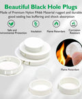 2 Inch White Nylon Hole Plugs For Round Holes, Flush Snap In Panel Inserts For Cabinets, Furniture, Cupboards And Shelves, Easy No Tools Installation, 4 Piece Set