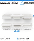 Sliding Shower Door Bottom Sill Guide White Nylon 2 Pack for Glass Shower Door Tracks, showing dimensions and details.