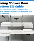 Sliding Shower Door Bottom Sill Guide White Nylon 2 Pack in bathroom installation, showing proper door alignment function.