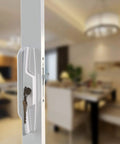 White Patio Door Handle Set with Cylinder Lock,Suitable for Replacement Sliding Patio Doors Lock 3-15/16”Screw Hole Spacing on door