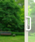 White Patio Door Handle Set with Cylinder Lock,Suitable for Replacement Sliding Patio Doors Lock 3-15/16”Screw Hole Spacing, garden view