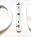 Sliding Patio Door Handle Set, White, 2-Piece Inside Replacement for Thick Doors, Locking Function, Includes Dual Thumb Latches