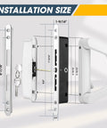 Patio Sliding Door Handle Set With Mortise Lock For 1-1/2 To 2 Inch Thick Doors, 4-15/16 Inch Screw Hole Spacing, White Finish
