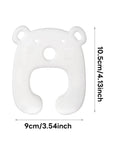 White animal-shaped door pinch guard with dimensions for versatile 2 in 1 door stop that acts as a wedge and pinch guard.