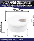 Dimensions of 2 Pack 1.5 Inch Desk Grommet Cable Hole Cover For Wire And Cord Organization White Plastic