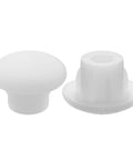 White 5mm Plastic Hole Plugs Pack Of 300 Button Top Screw Covers for cabinets and furniture, fits 5mm holes, two views shown.