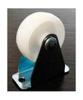 ✝️ White Plastic Caster 1.25" Nylon Caste wheel - Metal Plate Zinc Plating designed for smooth motion and stable alignment, side view